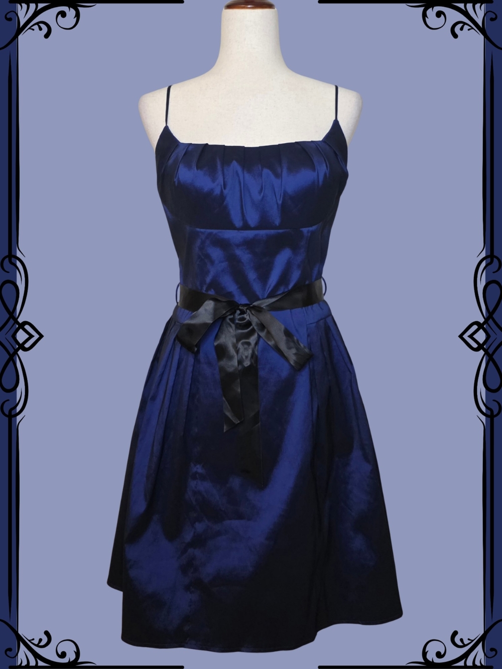 Y2K OC by OC Navy Blue & Black Belted Strappy Formal Dress